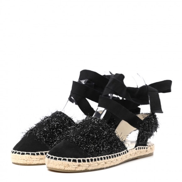 Chanel Fabric Tweed Suede Grosgrain CC Espadrilles - Picture 6 of 7